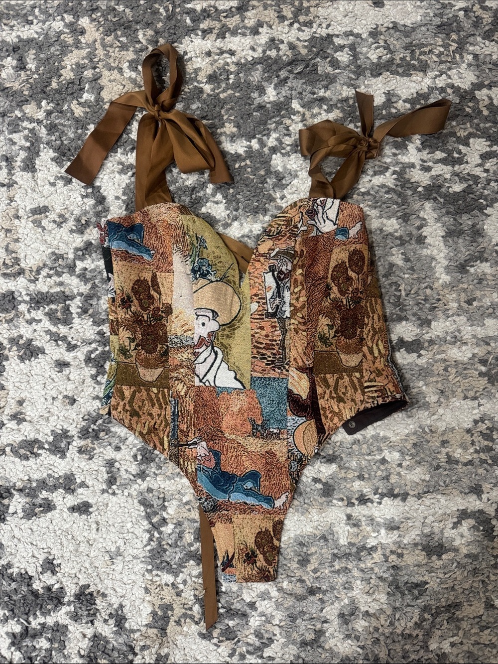 Women’s Corset Top in Brown Multi Print